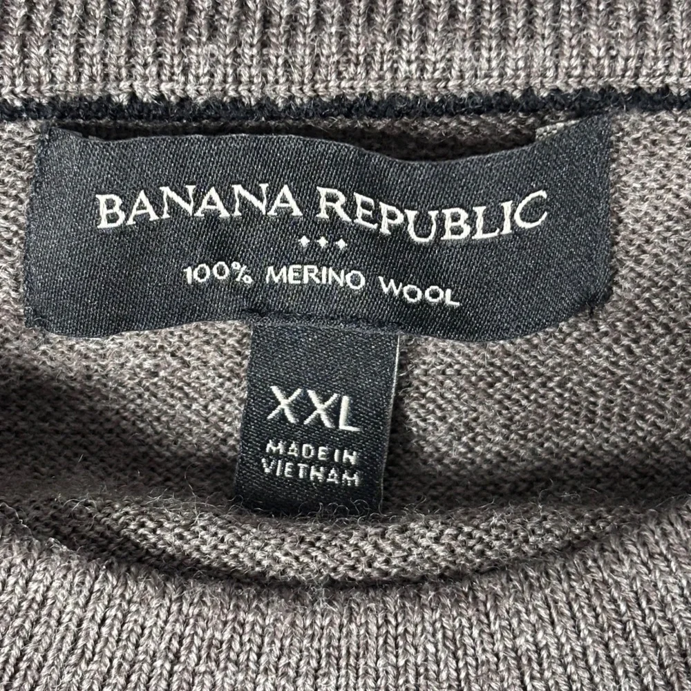 Banana Republic Mens XXL 100% Merino Wool Crew‎ Neck Raglan Sleeve Sweater Brown